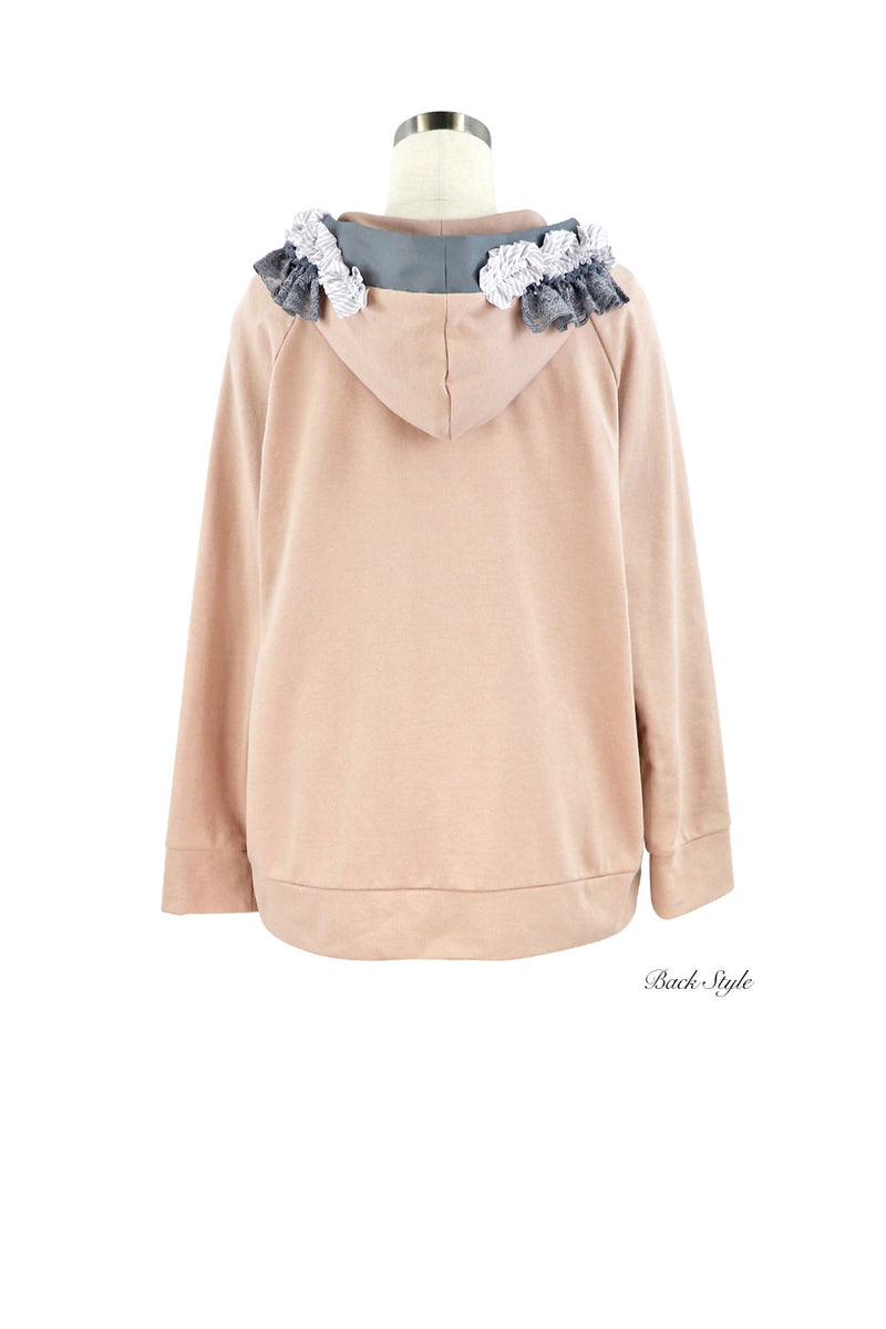 フリルフードジップアップパーカー – IKUKO ONLINE SHOP