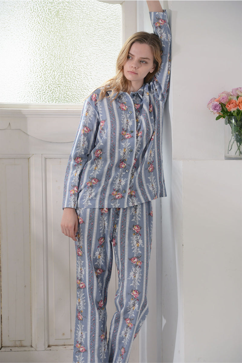 極美品✨希少　伊太利屋　ノーカラー　ダブルジャケット　花柄　豹柄　紫×ピンク　M ダブルガーゼ花柄プリント 襟付きパジャマ – IKUKO ONLINE SHOP