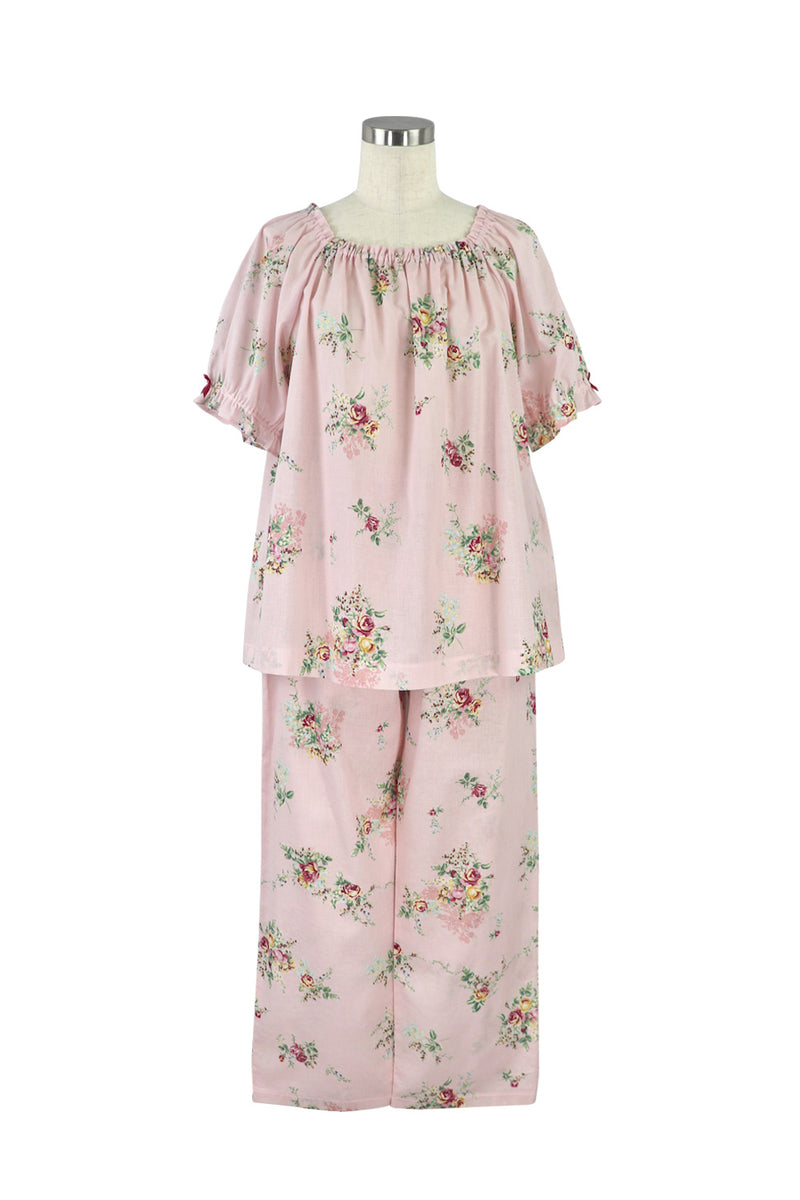 シングルガーゼ花柄プリント パフスリーブパジャマ – IKUKO