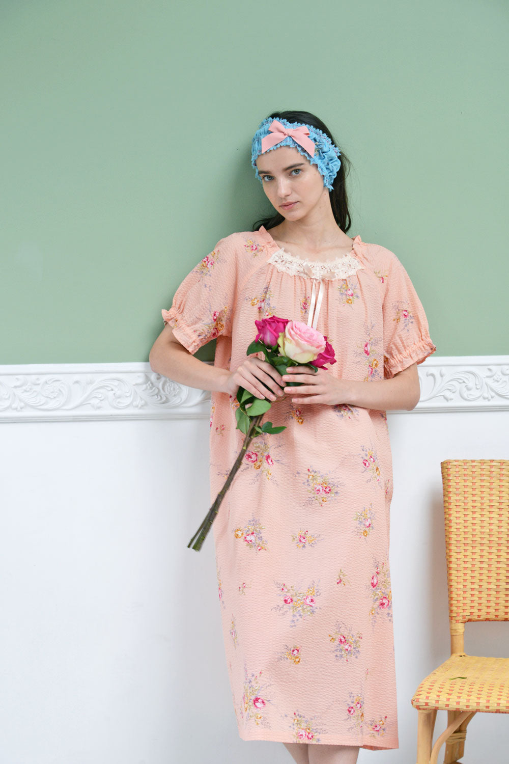 ローンリップル花柄 フロントレース半袖ネグリジェ – IKUKO ONLINE SHOP