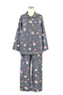 ダブルガーゼ花柄プリント 襟付き長袖パジャマ